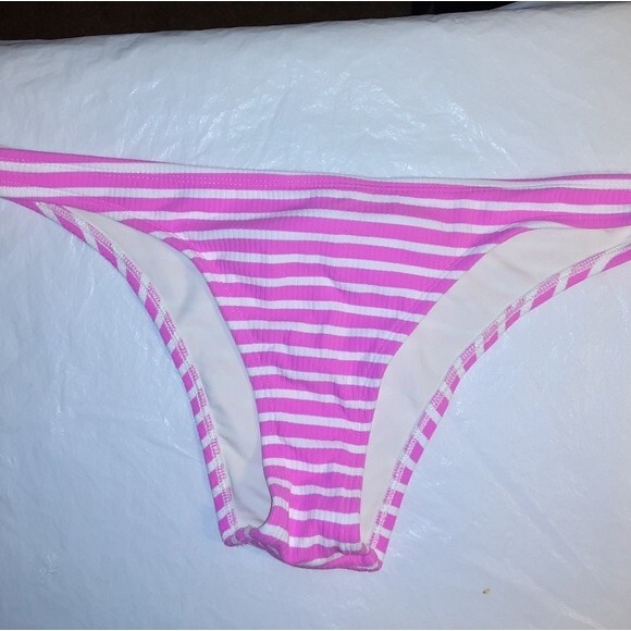 Aerie Medium Pink Striped Ribbed Bikini - Picture 1 of 6